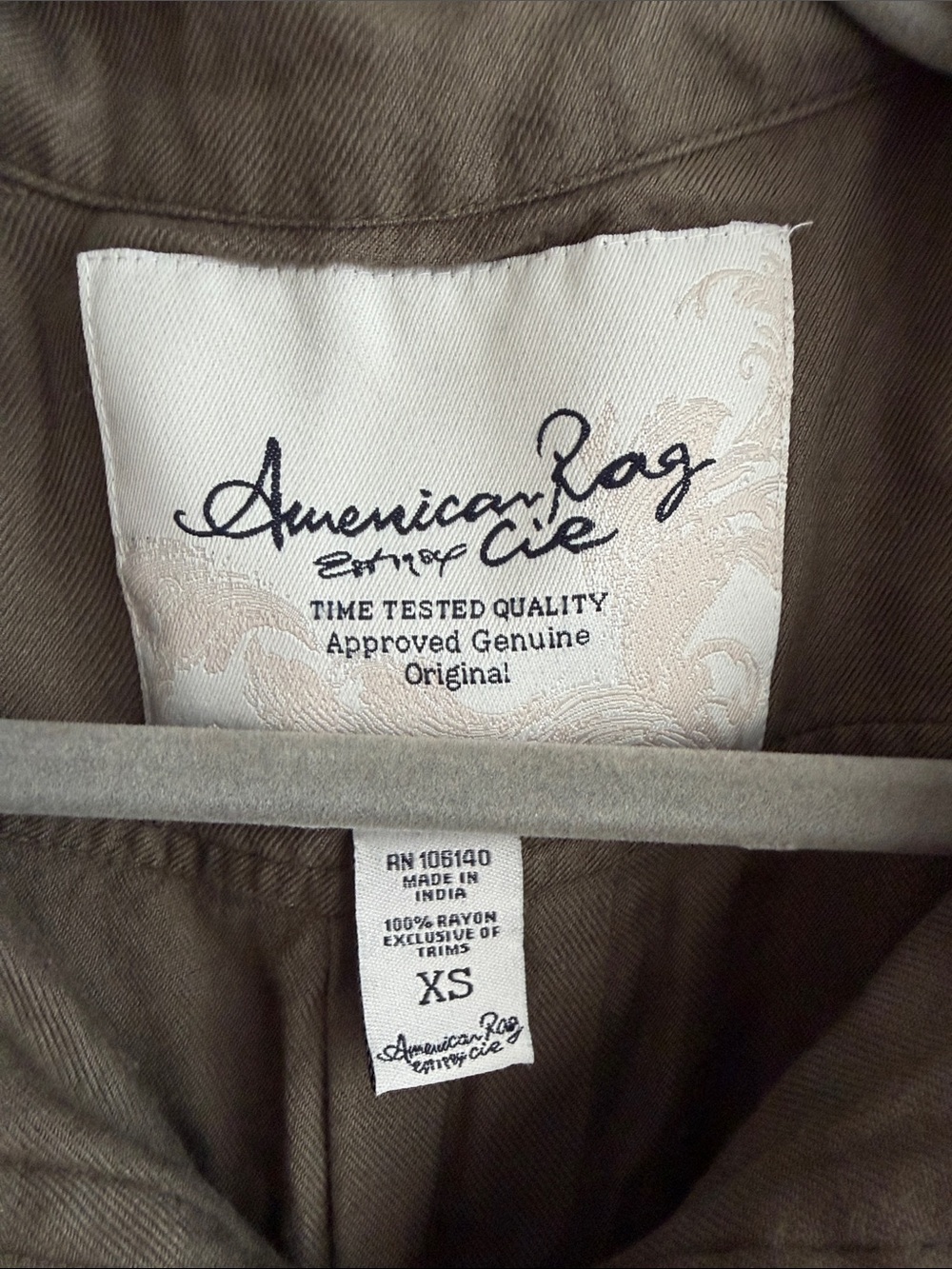 American Rag Olive Utility Zip-Front Jacket - Picture 2 of 3